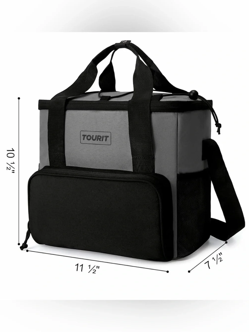 NWT Tourit Gray Cooler Lunch / Beer Carry travel Bag with  and 2 Freezer packs